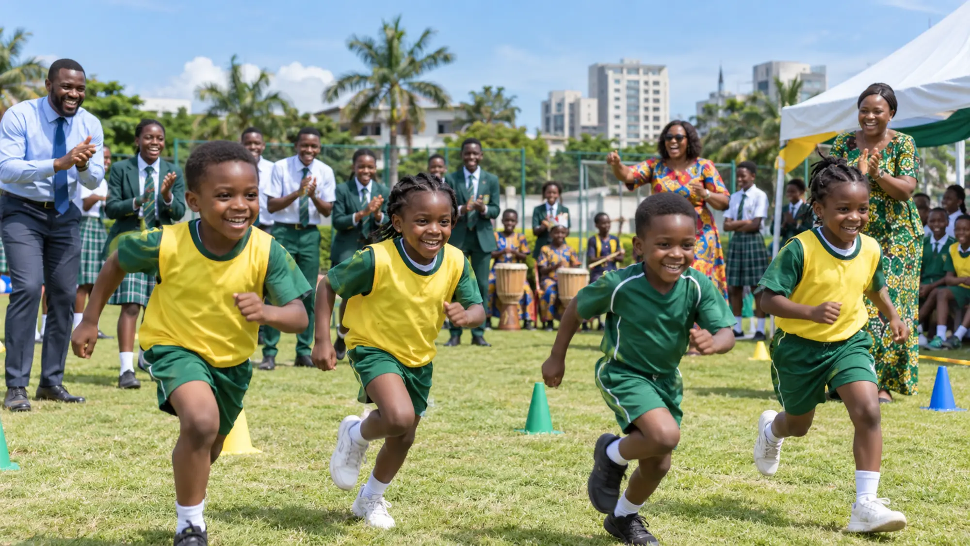 Crestfield pupils taking part in sports day